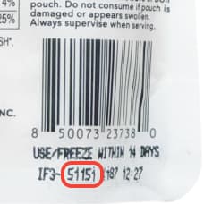 Pouches lot code
